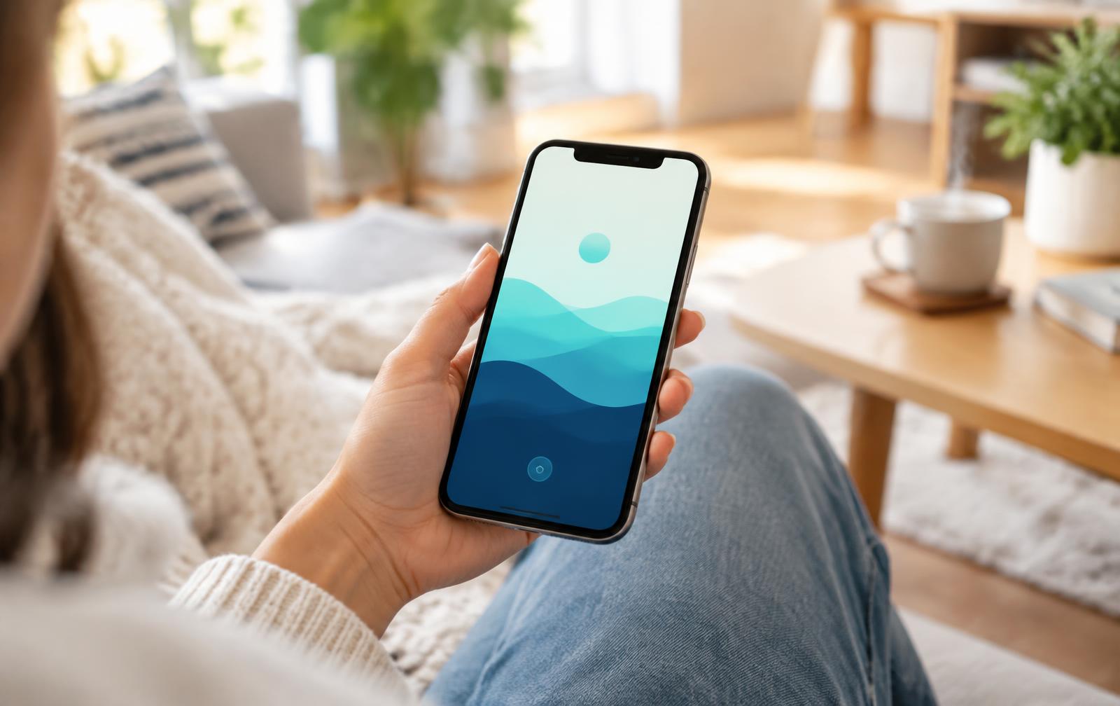 Smartphone mit einer ArtWave-Wellenvisualisierung